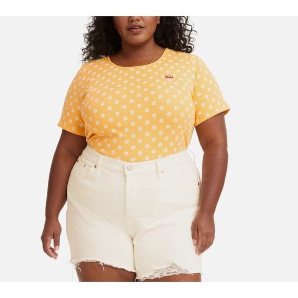 Levi's Trendy Plus Size 2X Short Sleeve Honey T-Shirt Sweat Daisy Amber - Picture 1 of 9
